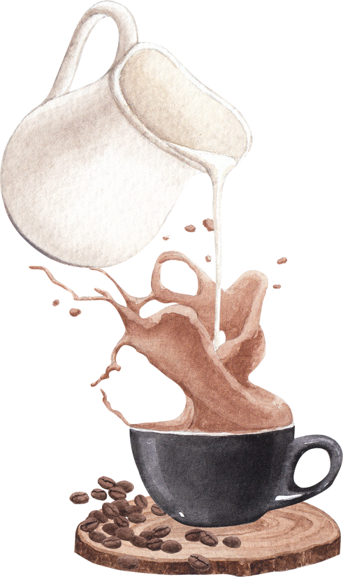 Pouring of Milk in Coffee